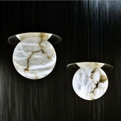 Alabaster Sphere Pendant Light Above Bed - Zelno