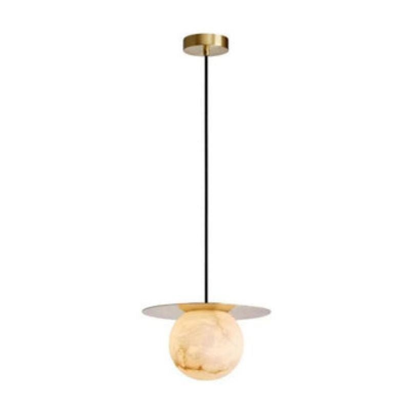 Alabaster Sphere Pendant Light Above Bed - Zelno
