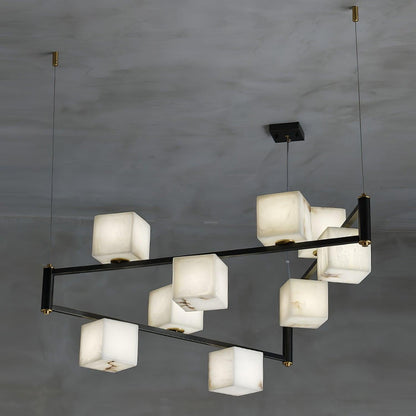 Alabaster Square Box Chandelier with 4/5/6/8/9 heads - Zelno Lighting