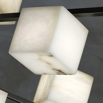 Alabaster Square Box Chandelier with 4/5/6/8/9 heads - Zelno Lighting