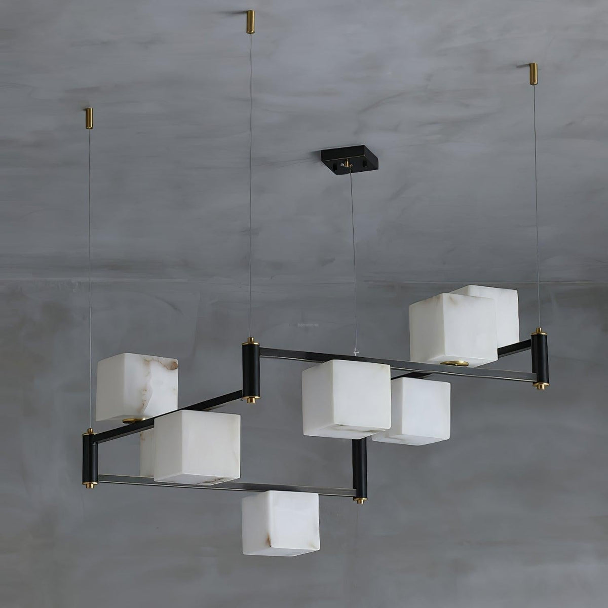 Alabaster Square Box Chandelier with 4/5/6/8/9 heads - Zelno Lighting