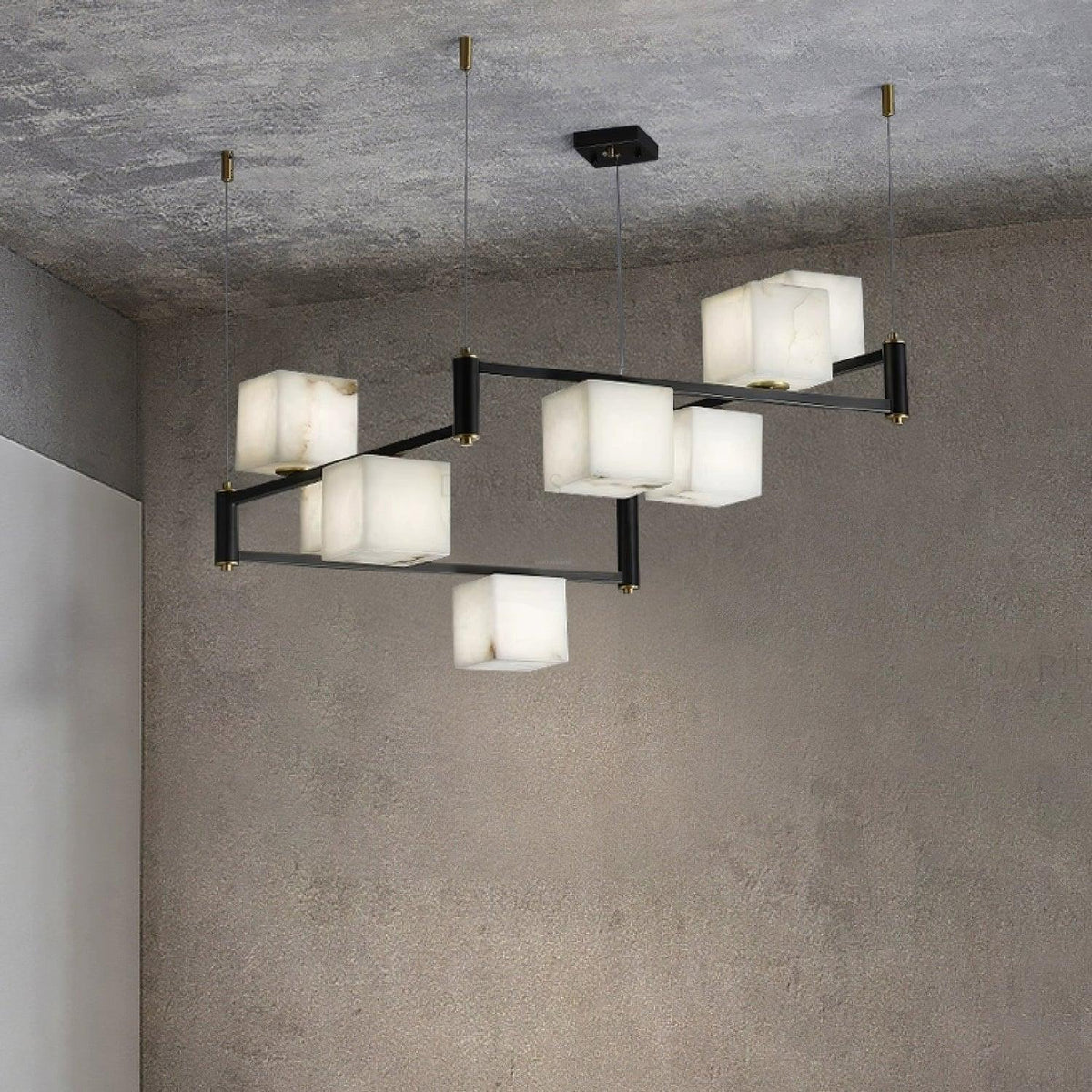 Alabaster Square Box Chandelier with 4/5/6/8/9 heads - Zelno Lighting