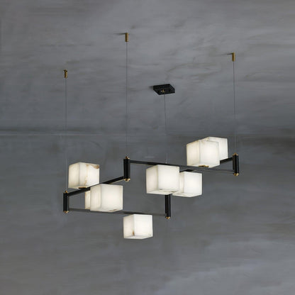 Alabaster Square Box Chandelier with 4/5/6/8/9 heads - Zelno Lighting