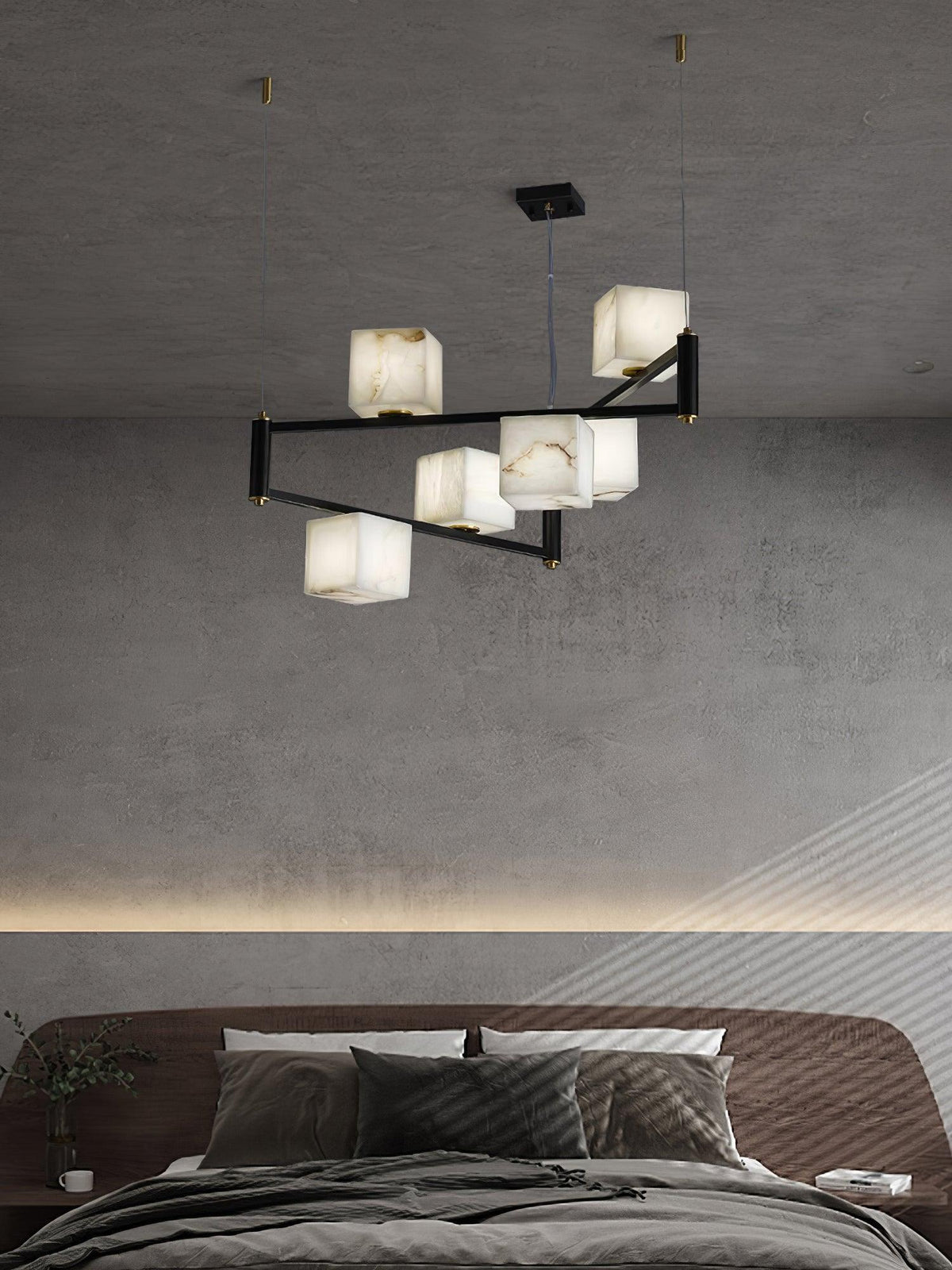 Alabaster Square Box Chandelier with 4/5/6/8/9 heads - Zelno Lighting