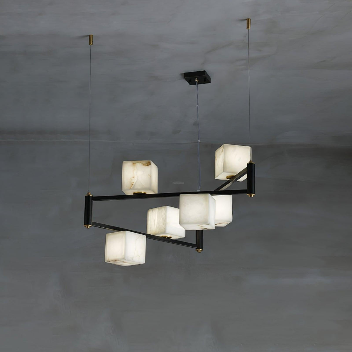 Alabaster Square Box Chandelier with 4/5/6/8/9 heads - Zelno Lighting