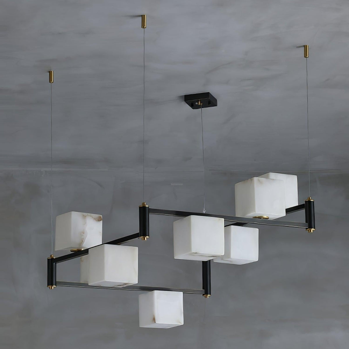 Alabaster Square Box Chandelier with 4/5/6/8/9 heads - Zelno Lighting