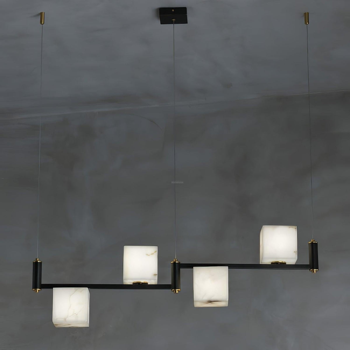 Alabaster Square Box Chandelier with 4/5/6/8/9 heads - Zelno Lighting