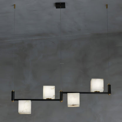 Alabaster Square Box Chandelier with 4/5/6/8/9 heads - Zelno Lighting