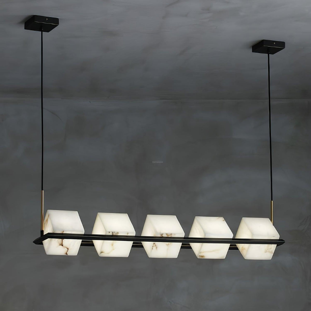 Alabaster Square Box Chandelier with 4/5/6/8/9 heads - Zelno Lighting