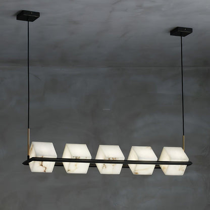 Alabaster Square Box Chandelier with 4/5/6/8/9 heads - Zelno Lighting