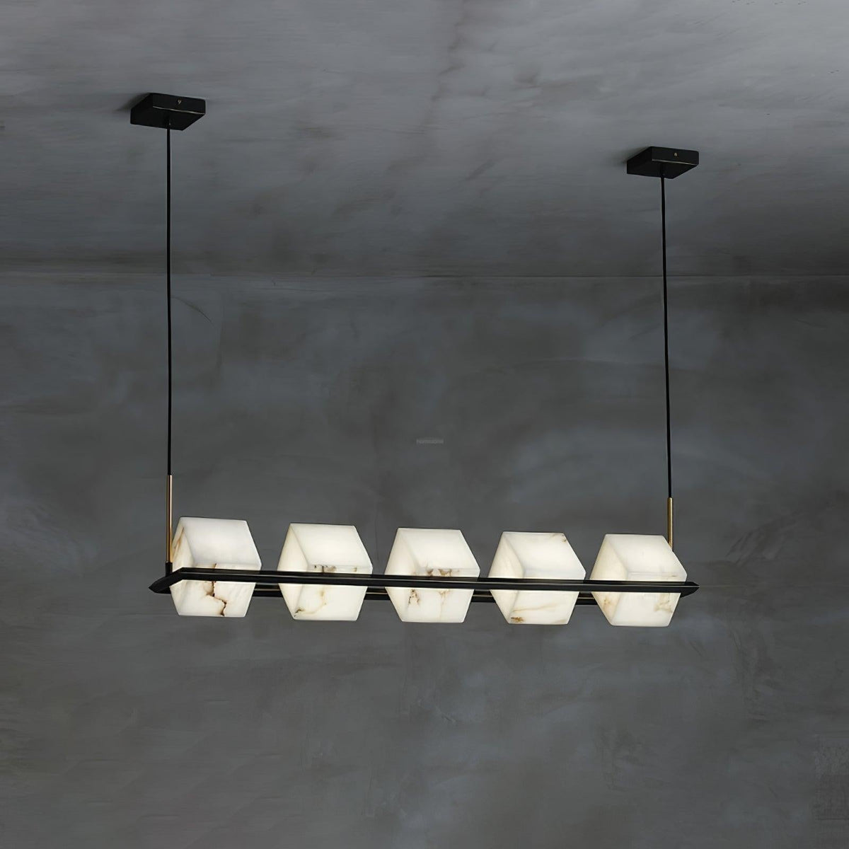 Alabaster Square Box Chandelier with 4/5/6/8/9 heads - Zelno Lighting