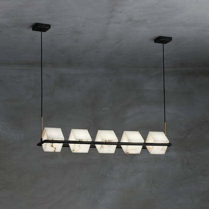 Alabaster Square Box Chandelier with 4/5/6/8/9 heads - Zelno Lighting