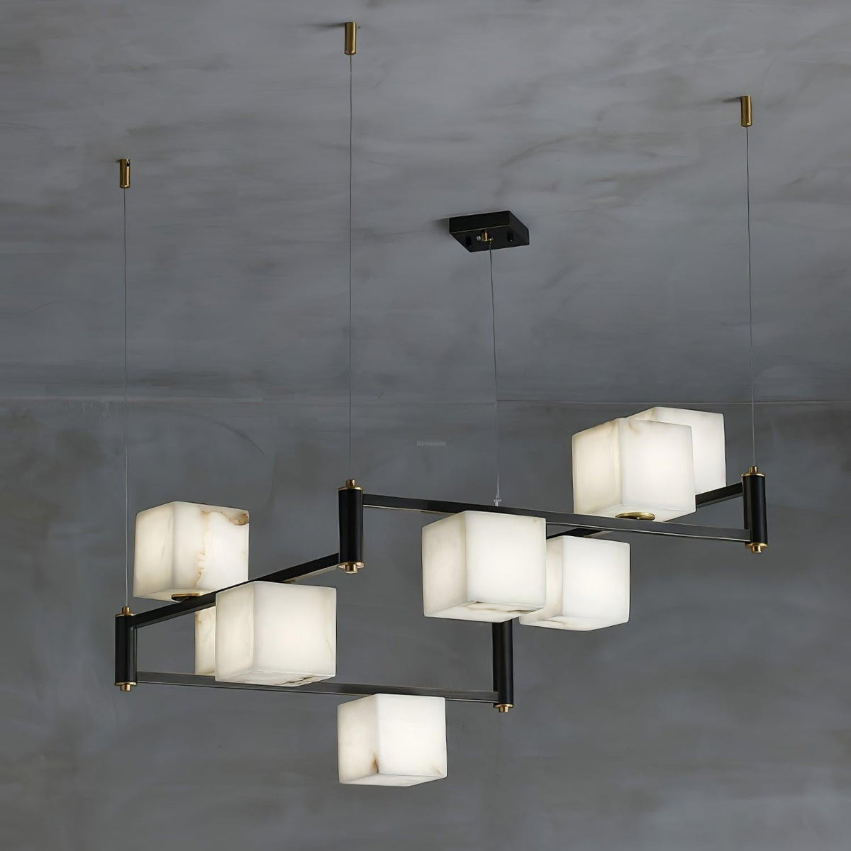 Alabaster Square Box Chandelier with 4/5/6/8/9 heads - Zelno Lighting