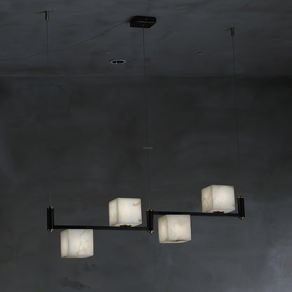 Alabaster Square Box Chandelier with 4/5/6/8/9 heads - Zelno Lighting