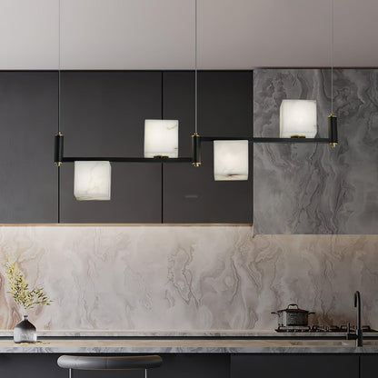 Alabaster Square Box Chandelier with 4/5/6/8/9 heads - Zelno Lighting