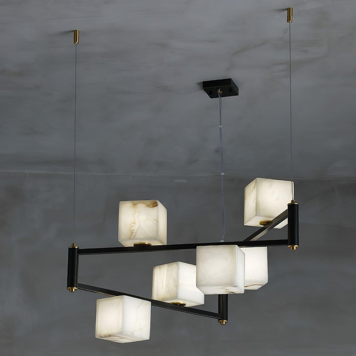 Alabaster Square Box Chandelier with 4/5/6/8/9 heads - Zelno Lighting