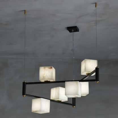 Alabaster Square Box Chandelier with 4/5/6/8/9 heads - Zelno Lighting