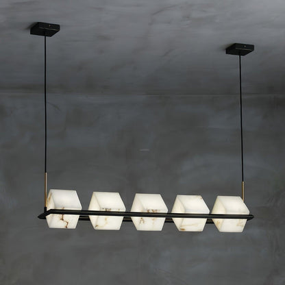 Alabaster Square Box Chandelier with 4/5/6/8/9 heads - Zelno Lighting