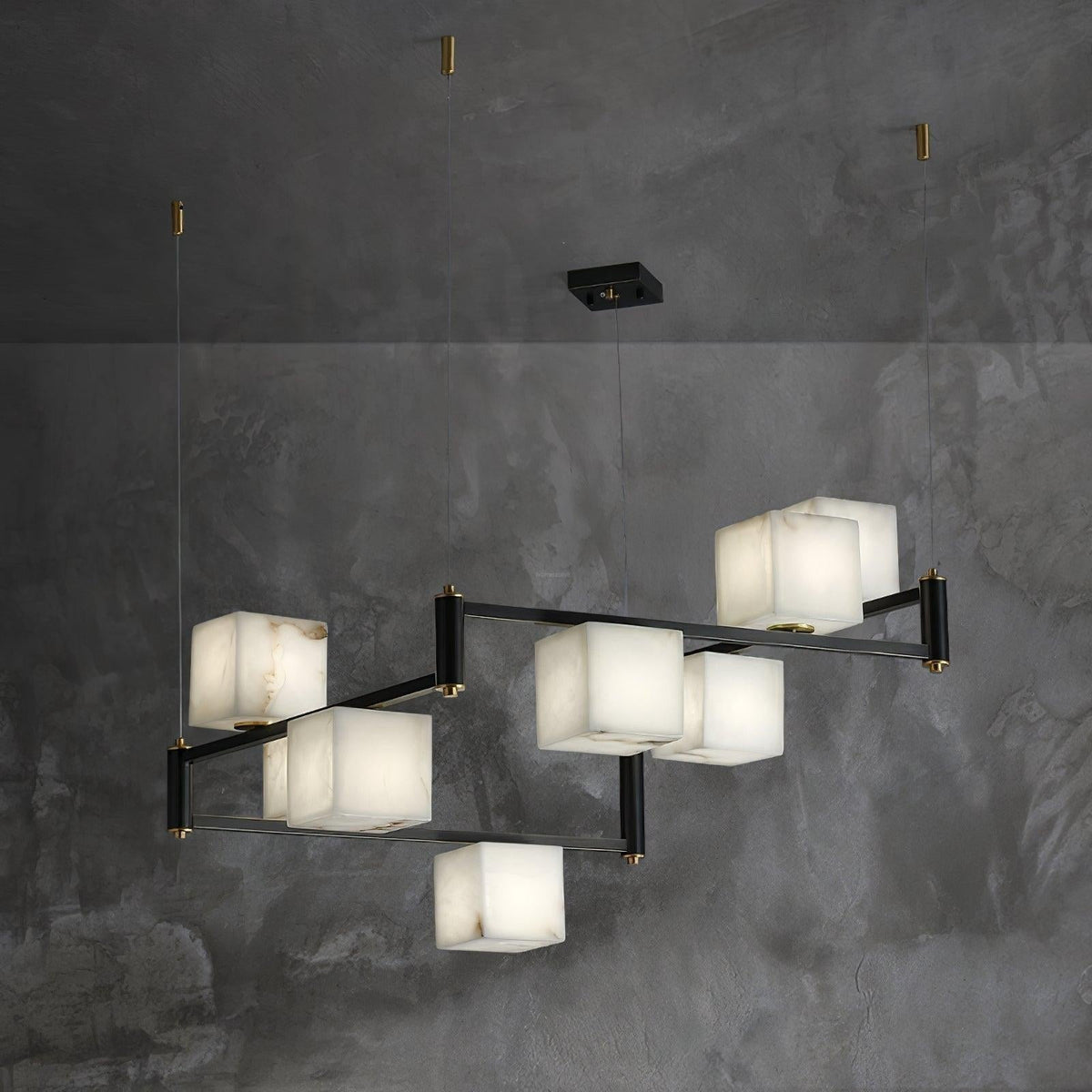 Alabaster Square Box Chandelier with 4/5/6/8/9 heads - Zelno Lighting