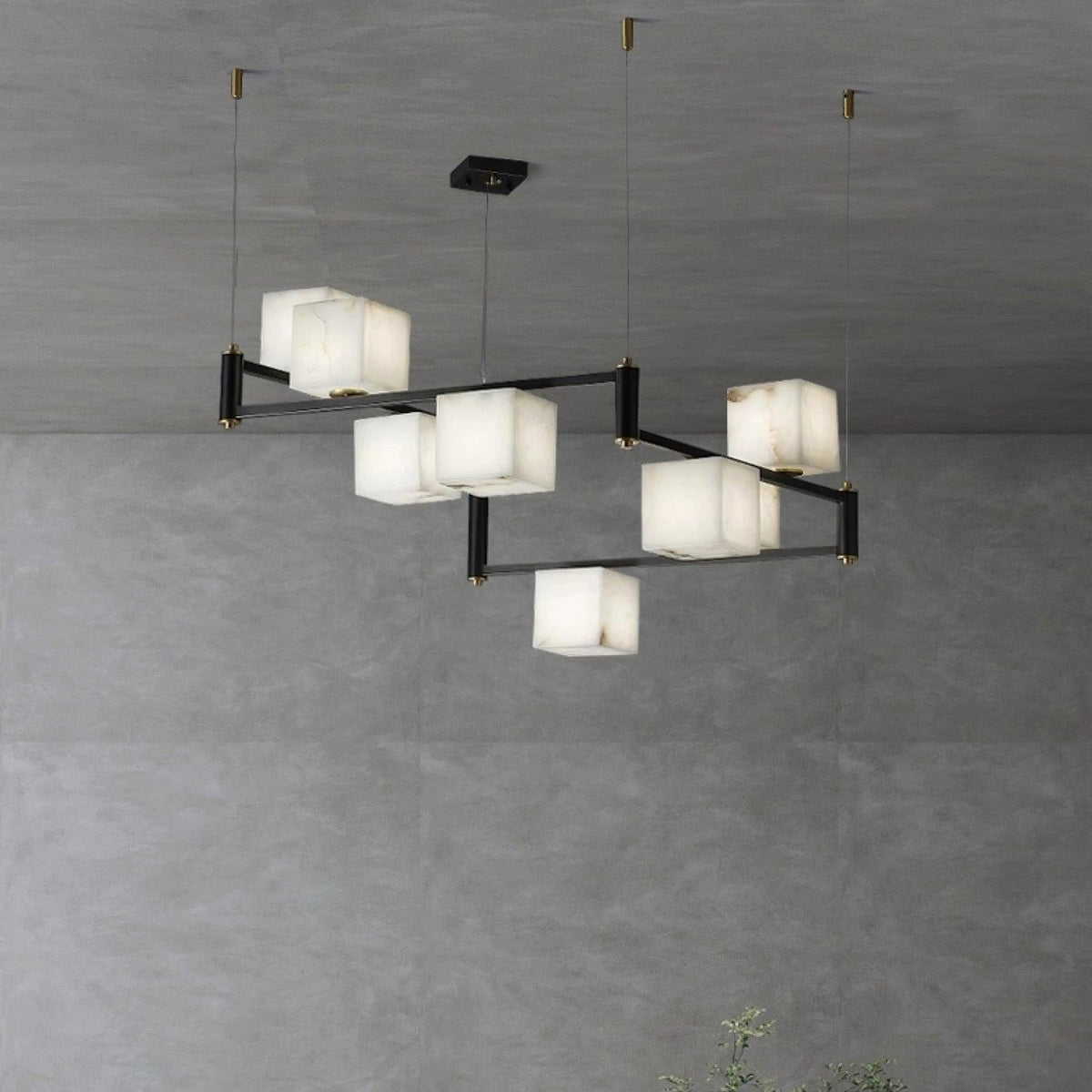 Alabaster Square Box Chandelier with 4/5/6/8/9 heads - Zelno Lighting