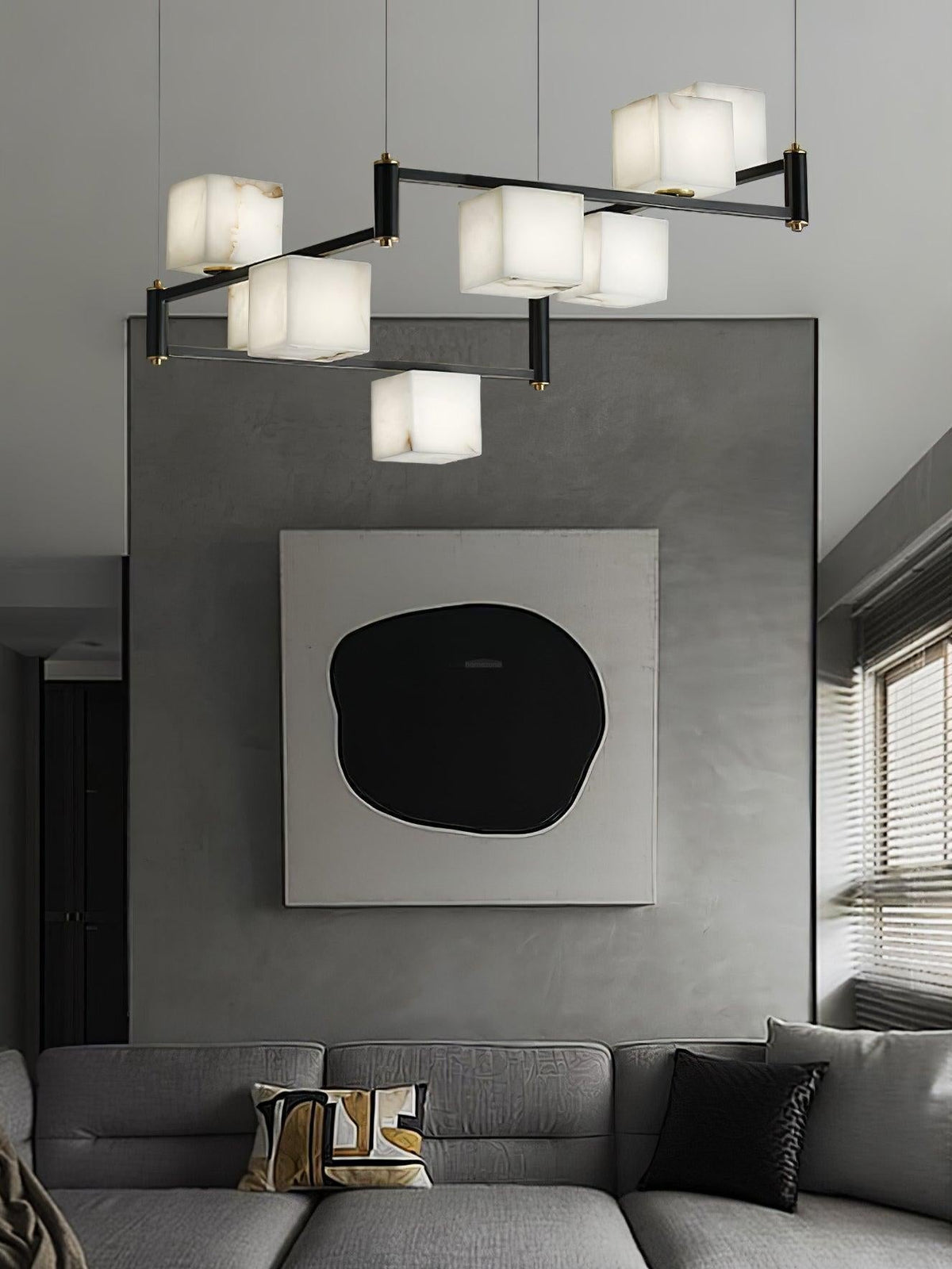Alabaster Square Box Chandelier with 4/5/6/8/9 heads - Zelno Lighting