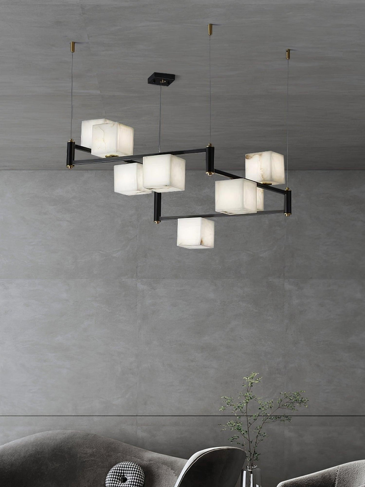Alabaster Square Box Chandelier with 4/5/6/8/9 heads - Zelno Lighting