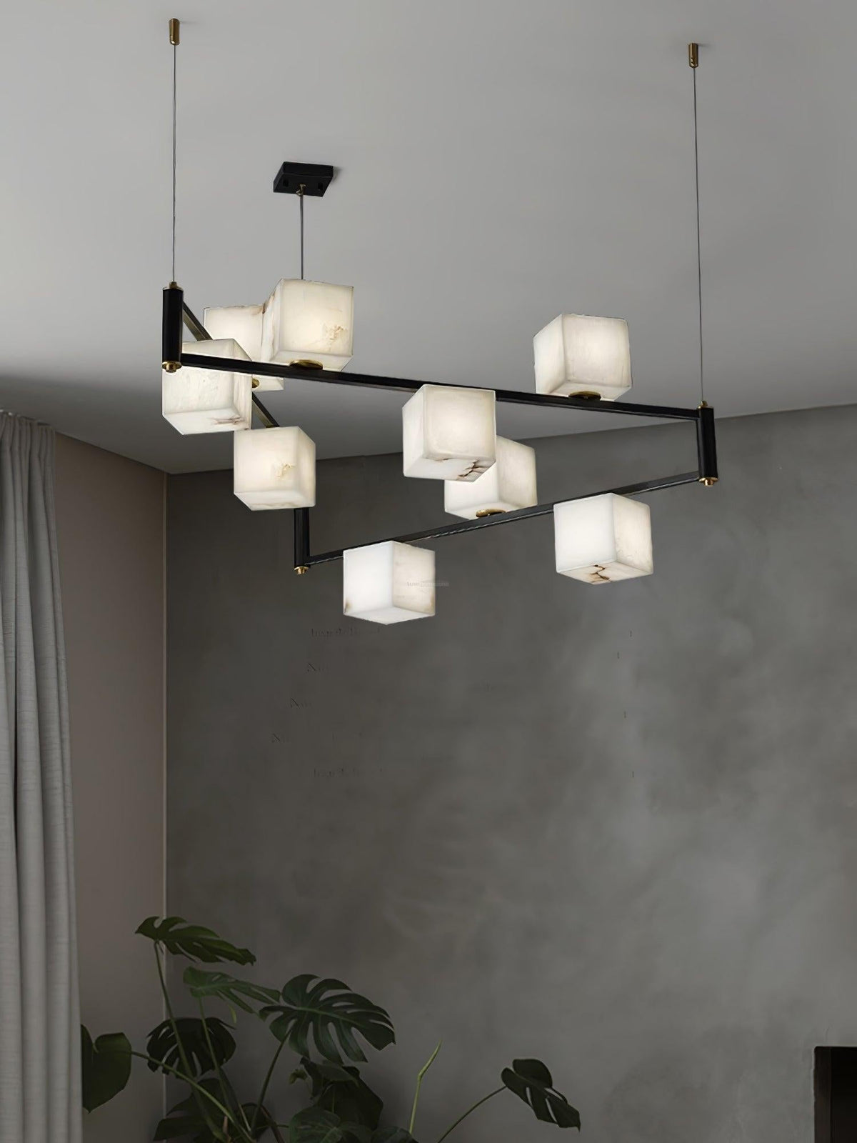 Alabaster Square Box Chandelier with 4/5/6/8/9 heads - Zelno Lighting