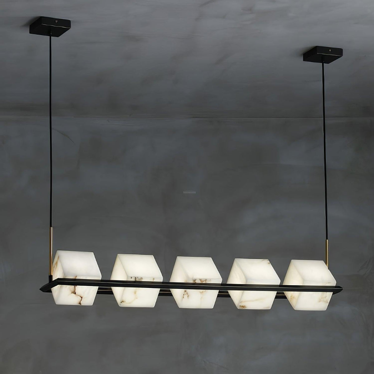Alabaster Square Box Chandelier with 4/5/6/8/9 heads - Zelno Lighting