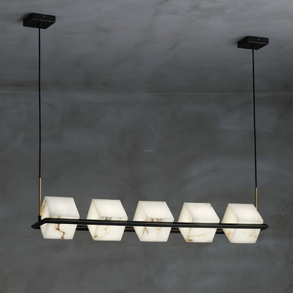 Alabaster Square Box Chandelier with 4/5/6/8/9 heads - Zelno Lighting