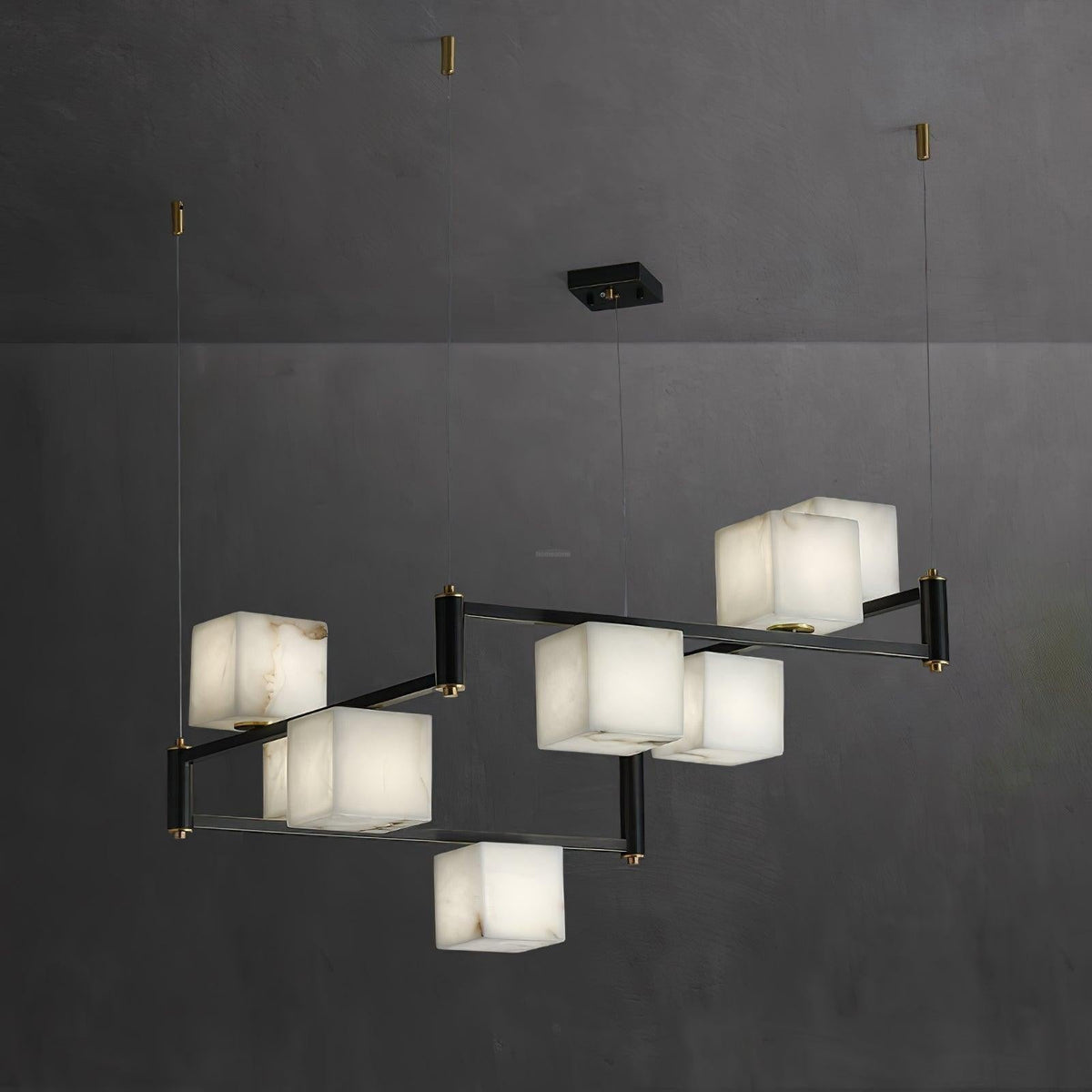 Alabaster Square Box Chandelier with 4/5/6/8/9 heads - Zelno Lighting