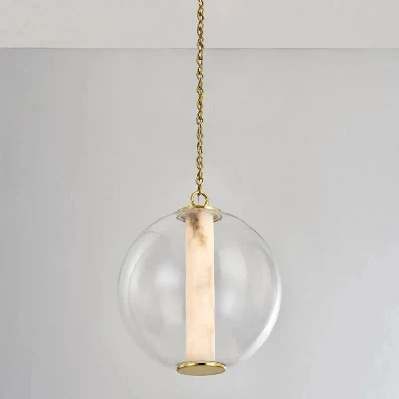 Alabaster Tube Glass Globe Pendant - Zelno Lighting