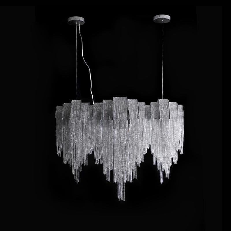Alana Aluminum Chain Tassel Long Branch Chandelier Light 35" - Zelno Lighting