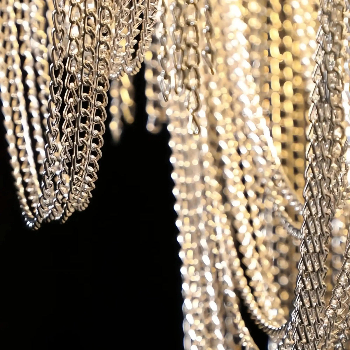 Alana Aluminum Chain Tassel Long Branch Chandelier Light 35" - Zelno Lighting