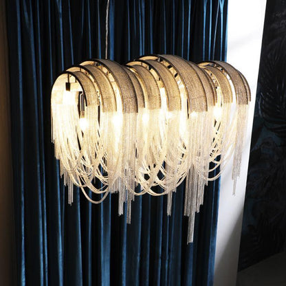 Alana Aluminum Chain Tassel Long Branch Chandelier Light 35" - Zelno Lighting