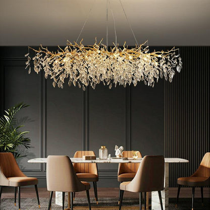 Albero Modern French-Style Branch Crystal Chandelier with Crystal Leaf - Zelno Lighting