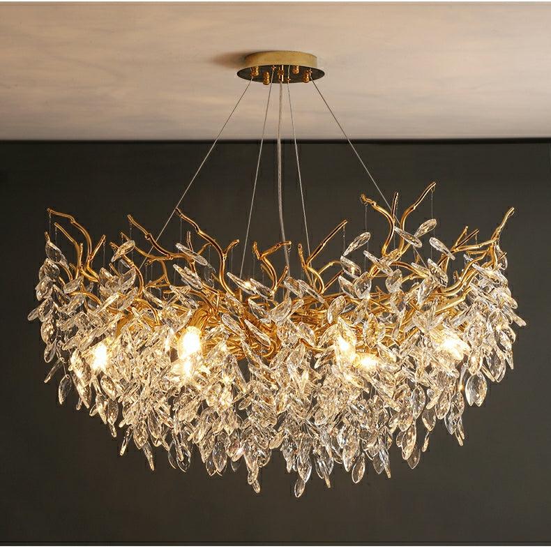 Albero Modern French-Style Branch Crystal Chandelier with Crystal Leaf - Zelno Lighting
