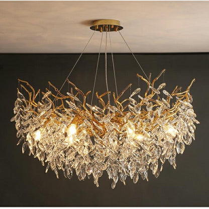 Albero Modern French-Style Branch Crystal Chandelier with Crystal Leaf - Zelno Lighting