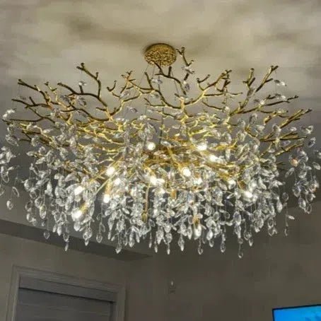 Albero Modern French-Style Branch Crystal Chandelier with Crystal Leaf - Zelno Lighting