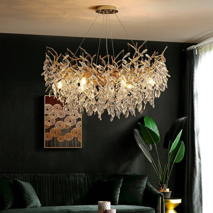 Albero Modern French-Style Branch Crystal Chandelier with Crystal Leaf - Zelno Lighting