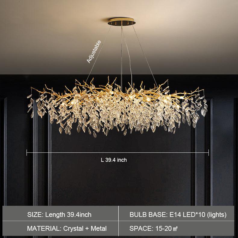 Albero Modern French-Style Branch Crystal Chandelier with Crystal Leaf - Zelno Lighting