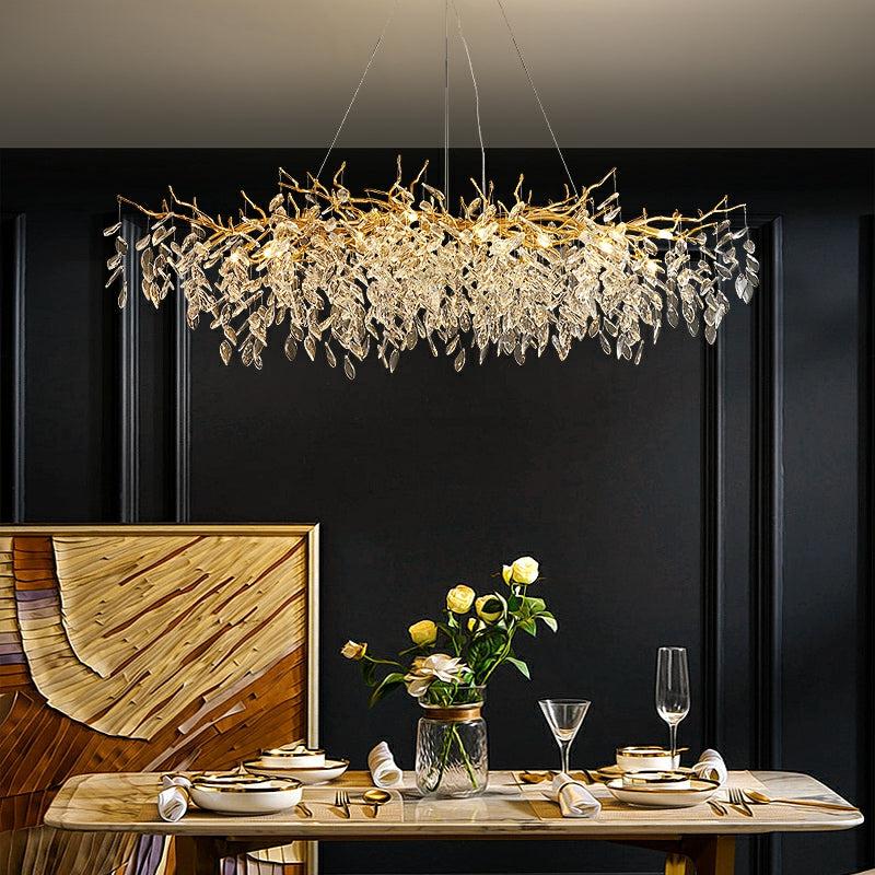 Albero Modern French-Style Branch Crystal Chandelier with Crystal Leaf - Zelno Lighting