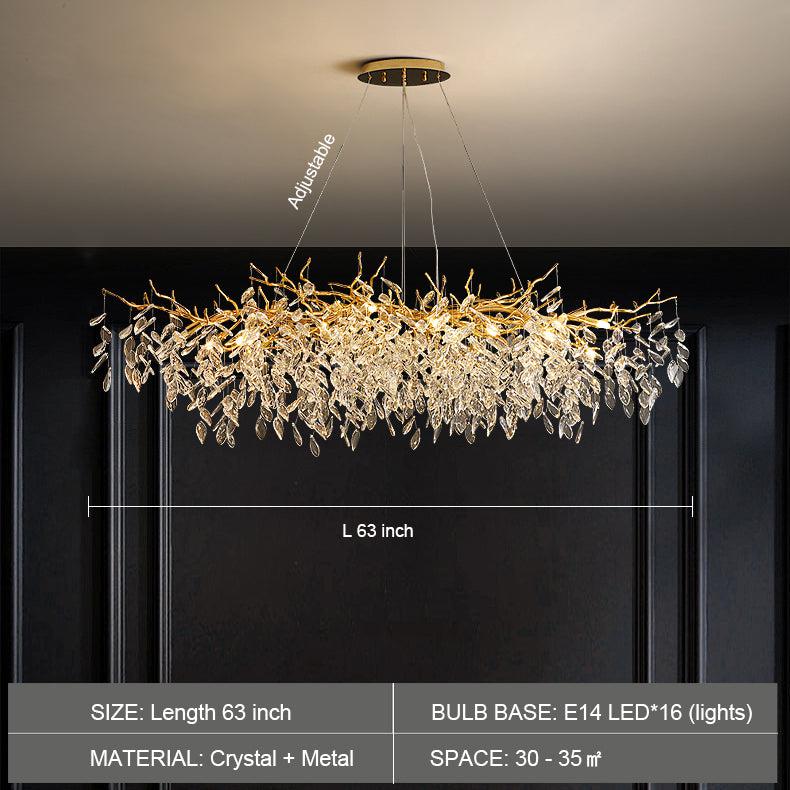 Albero Modern French-Style Branch Crystal Chandelier with Crystal Leaf - Zelno Lighting