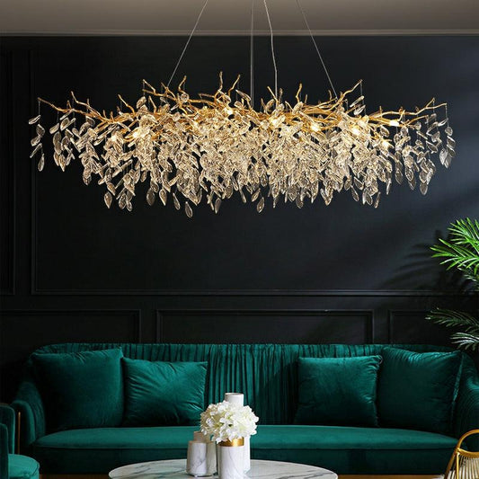 Albero Modern French-Style Branch Crystal Chandelier with Crystal Leaf - Zelno Lighting