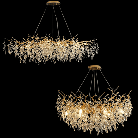 Albero Modern French-Style Branch Crystal Chandelier with Crystal Leaf - Zelno Lighting