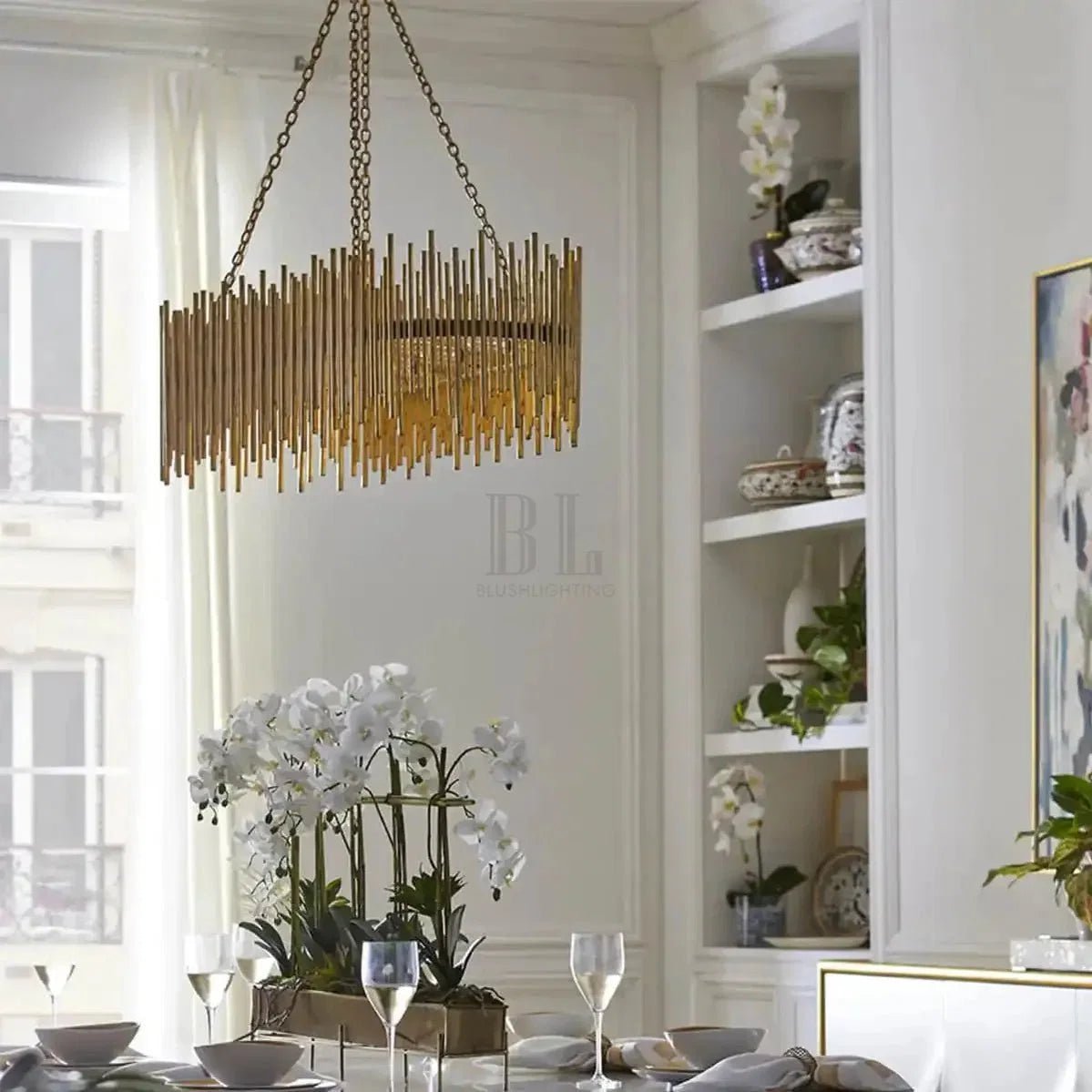 Althely 10 Lights Rectangle Pendant Chandelier - Zelno Lighting