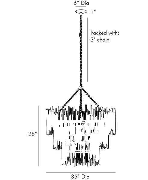 Althely 12 Lights 3-Tier Chandelier 35" W - Zelno Lighting