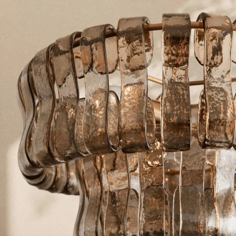Amor 2-Tier Ghiaccio Glass Round Flushmount 18" - Zelno Lighting