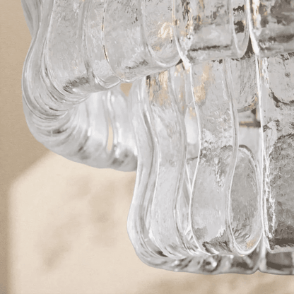 Amor 2-Tier Ghiaccio Glass Round Flushmount 18" - Zelno Lighting