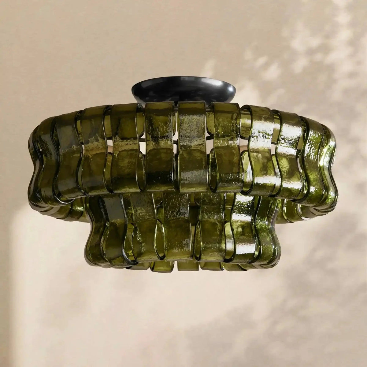 Amor 2-Tier Ghiaccio Glass Round Flushmount 18" - Zelno Lighting