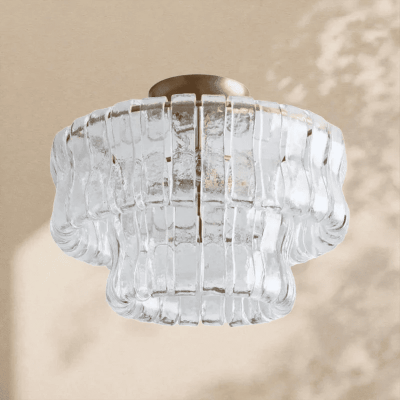 Amor 2-Tier Ghiaccio Glass Round Flushmount 18" - Zelno Lighting